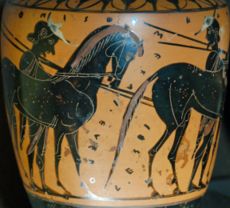 Black-figured lekythos with the inscription: “buy me and you'll get a good bargain”, ca. 550 BC, Louvre