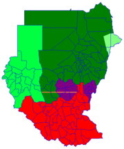 North Sudan Darfur Eastern Front, area of operations July 2006 South Sudan Boundary of Abyei at 10°22'30"N as decided by the Abyei Boundary Commission Nuba Mountains and Blue Nile Abyei, is to hold a referendum in 2011 on whether to join South Sudan or not.