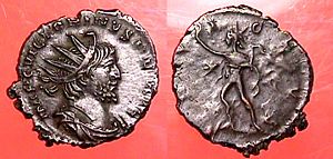 Sol Invictus on the reverse of this coin by usurper Victorinus. Mithras (as well as Elagabalus and Sol) was at times referred to as Sol Invictus.