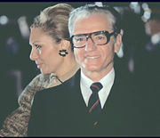 Mohammad Reza Pahlavi and Queen Farah about to depart after a visit to the United States.