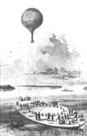 The Union Army balloon Washington aboard the George Washington Parke Custis, towed by the tug Coeur de Lion.