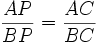 
\frac{AP}{BP} = \frac{AC}{BC}
