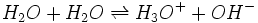 H_2O + H_2O \rightleftharpoons H_3O^+ + OH^-