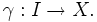 \!\,\gamma : I \rightarrow X.
