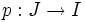 \!\,p : J \rightarrow I