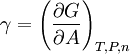 \gamma = \left( \frac{\partial G}{\partial A} \right)_{T,P,n}