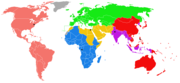 Regional offices and regions of the WHO: Africa; HQ: Brazzaville, Congo Americas; HQ: Washington, D.C., USA Eastern Med.; HQ: Cairo, Egypt Europe; HQ: Copenhagen, Denmark South East Asia; HQ: New Delhi, India Western Pacific; HQ: Manila, Philippines