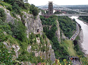 Avon Gorge and Clifton Suspension Bridge, with Giants Cave