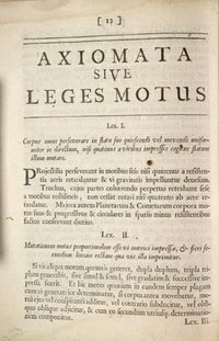 Newton's First and Second laws, in Latin, from the original 1687 edition of the Principia Mathematica.
