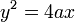 y^2=4ax\, \