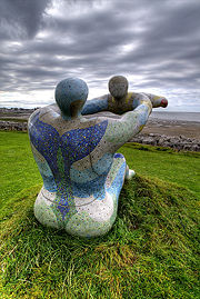 Venus and Cupid, Morecambe Promenade. Designed by Shane Johnstone, this sculpture is dedicated to those lost at sea.