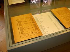 Facsimiles of the minutes of the Wannsee Conference. This page lists the number of Jews in every European country.