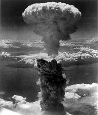 August 9: The mushroom cloud from the nuclear bomb dropped on Nagasaki rising 18 km into the air.