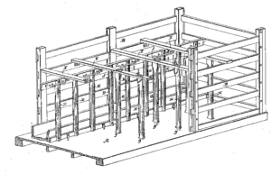 The diagram from U.S. Patent 106,887 showing a cutaway view of Zadok Street's stock car design.