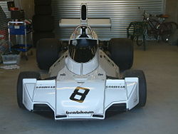 The Brabham BT44 on display in 2003. The car was used in the 1974 and 1975 seasons.