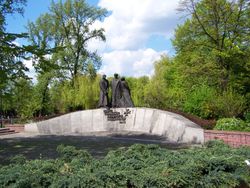 Monument to Katyn victims, Katowice, Poland. Inscription: "Katyn, Kharkіv, Miednoye and other places of murder in the former USSR in 1940."