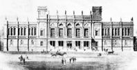An illustration of 6 Burlington Gardens, home to the university administration from 1870 to 1899.