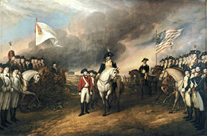 Surrender of Cornwallis at Yorktown by John Trumbull. Oil on canvas, 1820.