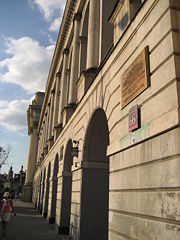 Krakowskie Przedmieście 66, near Warsaw's Old Town (in the distance). At a lab here, Maria Skłodowska did her first scientific work (1890-91).