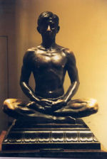 Sculpture by Malvina Hoffman of an Asian human male meditating.
