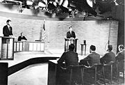 Nixon debates John F. Kennedy in the first-ever televised US presidential election debate.
