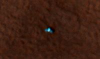 MRO image of Phoenix on the surface of Mars. Also see a larger image showing the parachute / backshell and heat shield.
