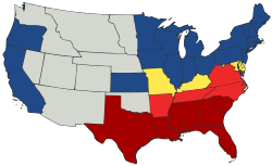 Status of the states, 1861. States that seceded before April 15, 1861 States that seceded after April 15, 1861 Union states that permitted slavery Union states that banned slavery Territories