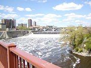 Glacial melt waters formed Saint Anthony Falls near Fort Snelling about ten thousand years ago. Rushing water undercut sandstone and collapsed limestone, moving the falls eight miles (13 km) to the northwest.