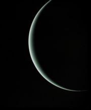A picture of Uranus taken by Voyager 2 as it headed to Neptune