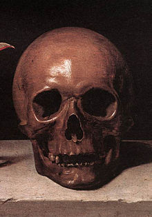 The symbolic face of death: detail from an 18th century painting