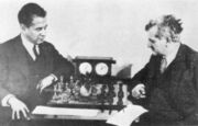World Champions Jos&eacute; Ra&uacute;l Capablanca (left) and Emanuel Lasker in 1925