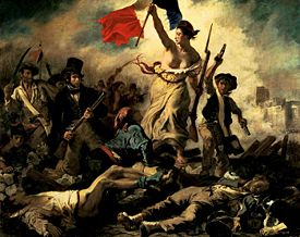 Eugène Delacroix's Liberty Leading the People, symbolising French nationalism during the July Revolution 1830. Marianne is a symbol for France today.