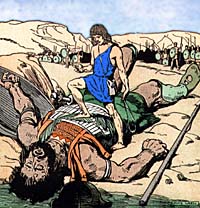 Artist's conception of David and Goliath. Supplied by Eden Communications.